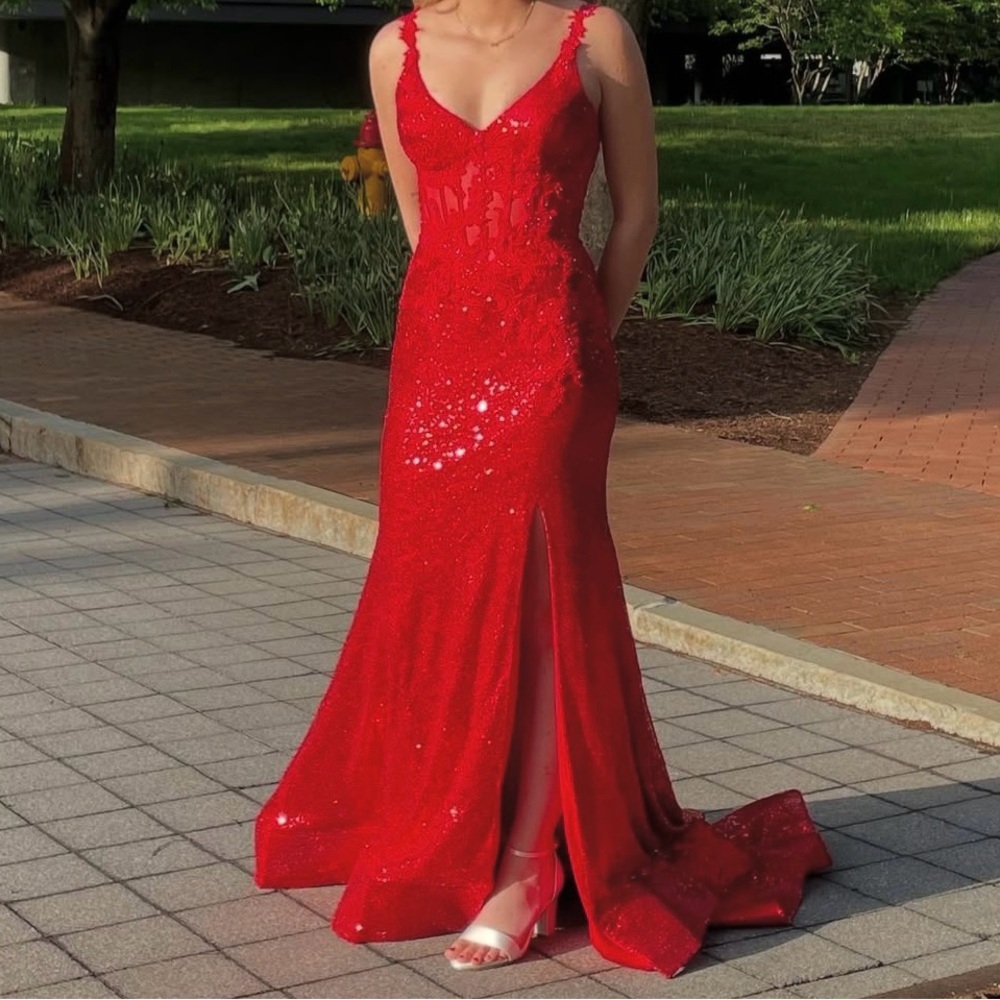 Colors dress Elegant Red Sequin prom dress size 6